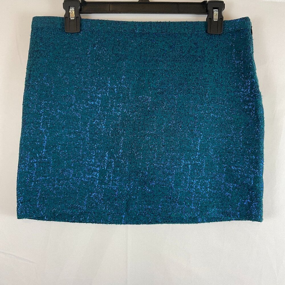 Mauro Grifoni Mini Skirt 42 Blue Sheen NWOT US 8